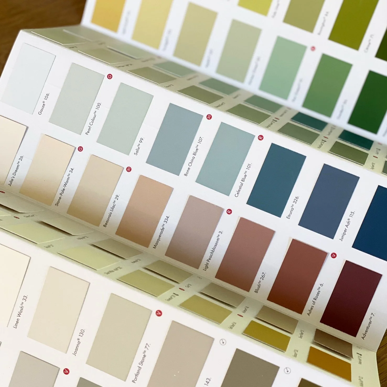 Colour samples arranged for an interior scheme.